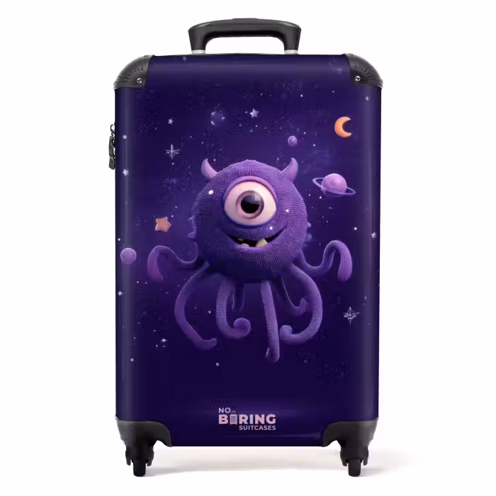 Suitcase - Purple monster in the starry sky