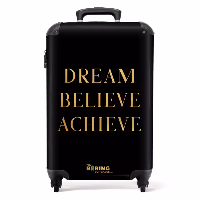 Suitcase - Quotes - Dream believe achieve - Gold - Black - Luxury