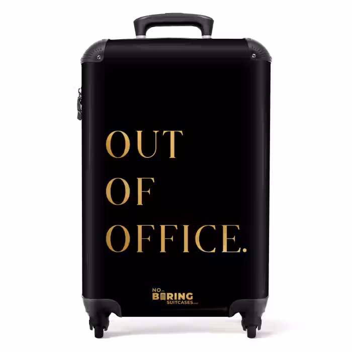 Suitcase - Quotes - Out of office - Gold - Holiday - Black