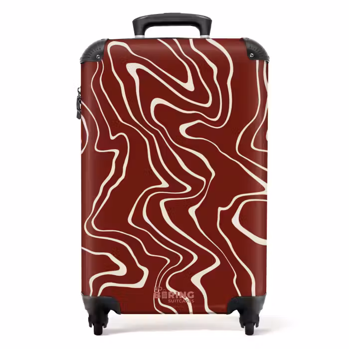 Suitcase - Red background with abstract beige lines