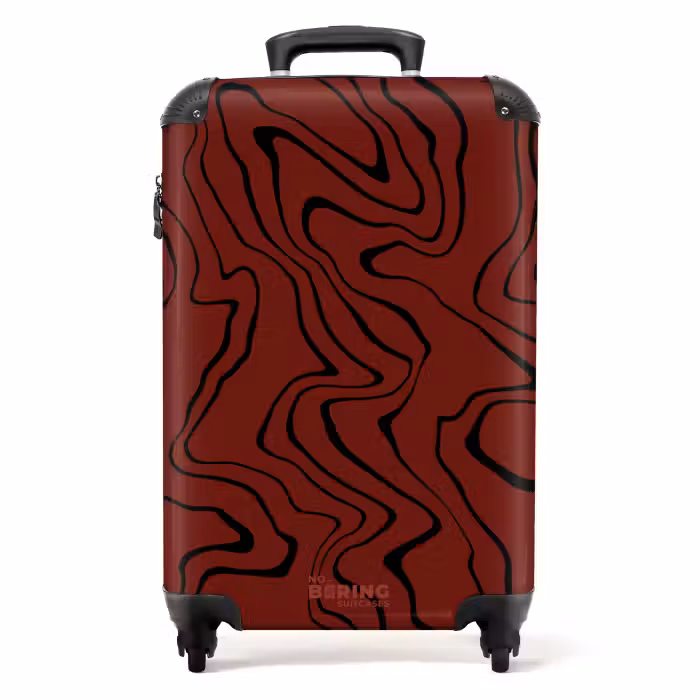 Suitcase - Red background with abstract black lines