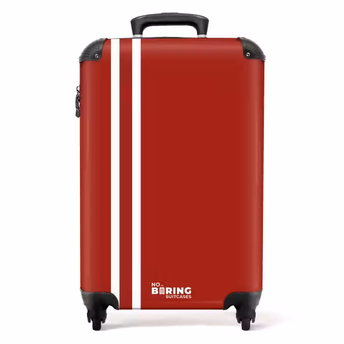 Suitcase - Red background with double white side stripes on the left