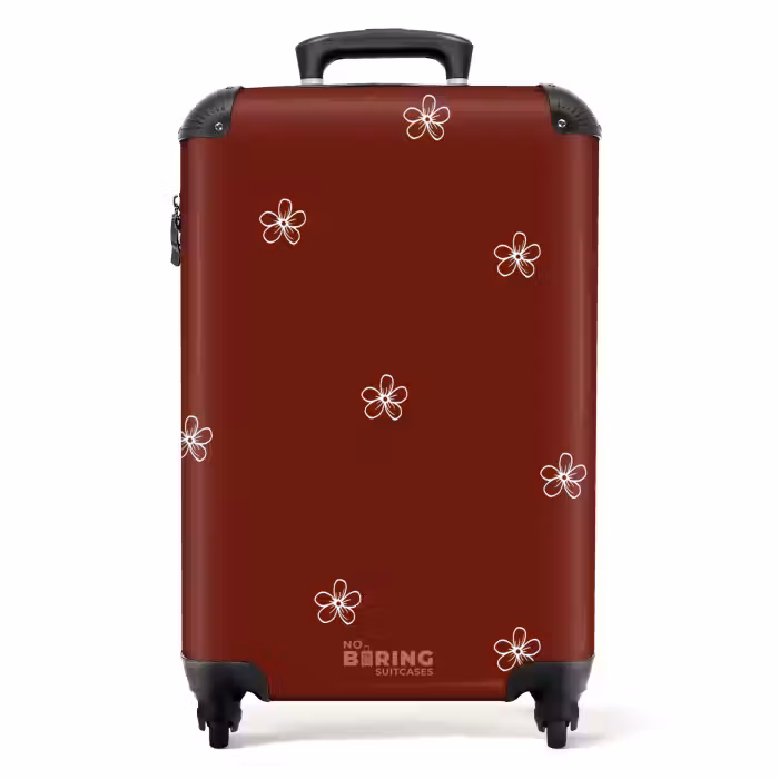 Suitcase - Red background with white flowers