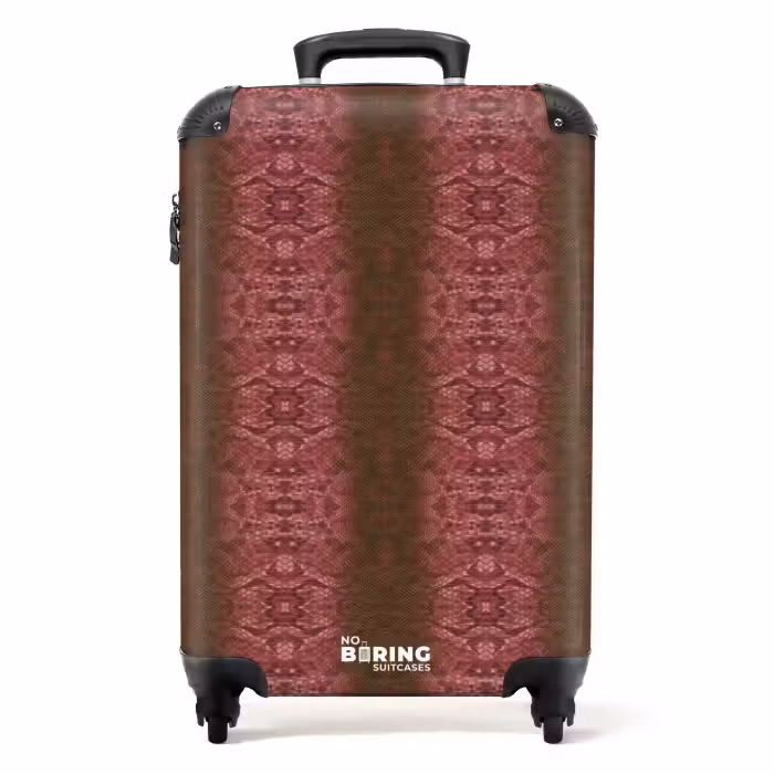 Suitcase - Red-brown snakeskin with symmetrical scale structure
