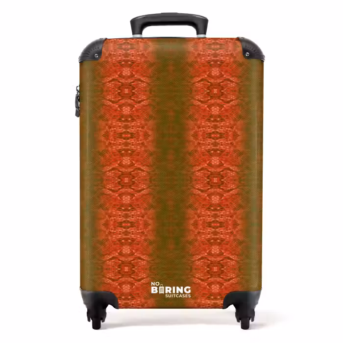 Suitcase - Red green snakeskin with symmetrical scale structure