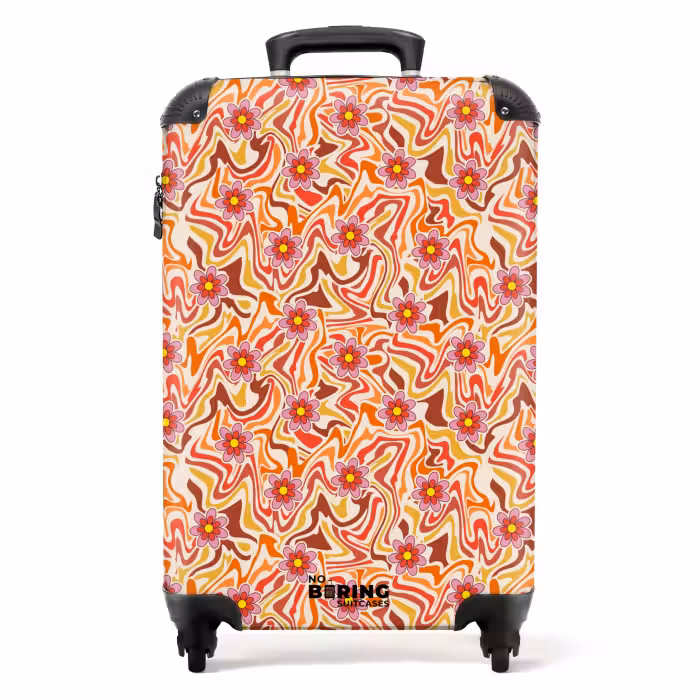 Suitcase - Retro disco 70s flower pattern colorful