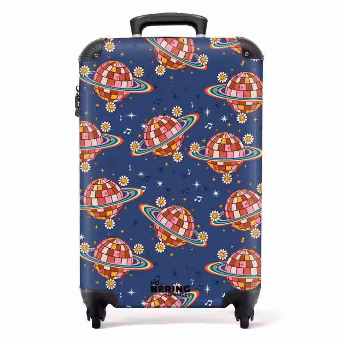Suitcase - Retro disco rainbows pattern colorful