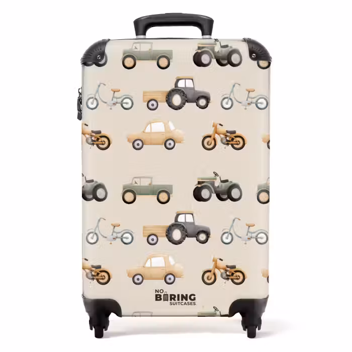 Suitcase - Retro vehicles pattern