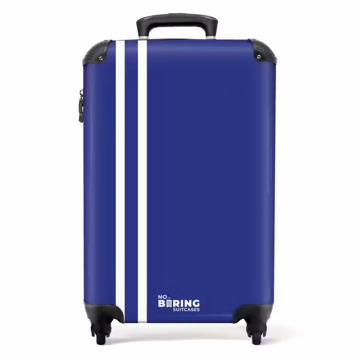 Suitcase - Royal blue background with double white side stripes on the left