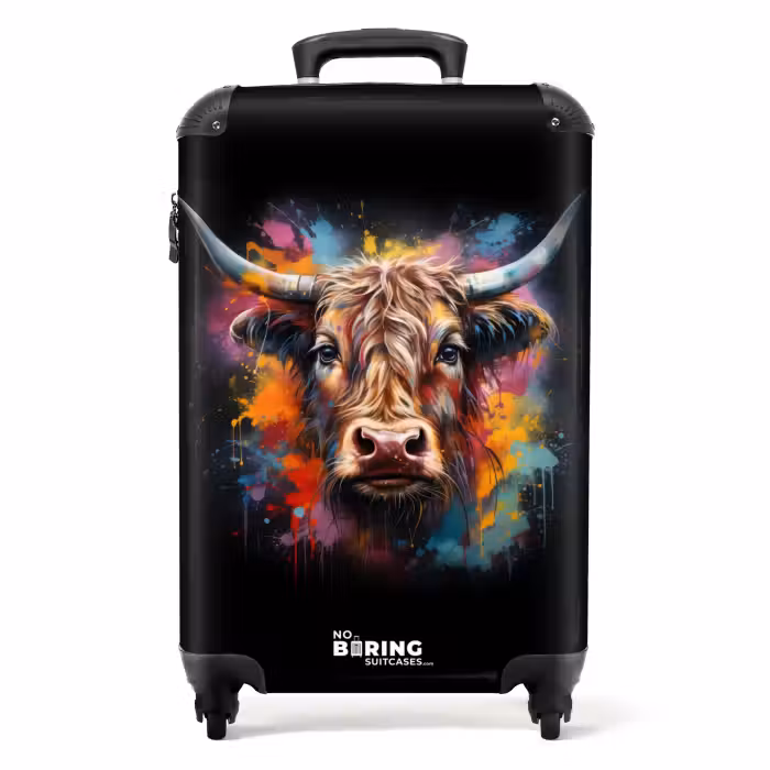 Suitcase - Scottish highlander as graffiti art