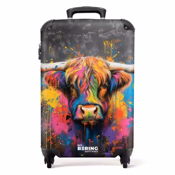 Suitcase - Scottish highlander as graffiti art