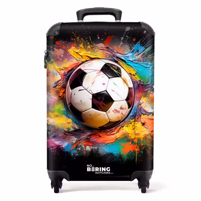 Suitcase - Soccer surrounded by paint blobs