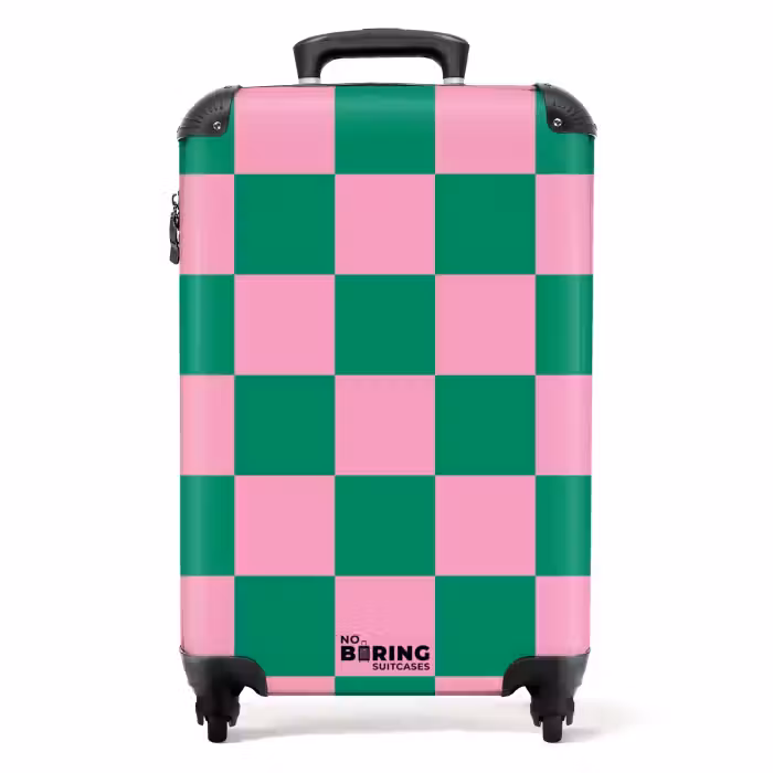 Suitcase - Squares - Green/pink
