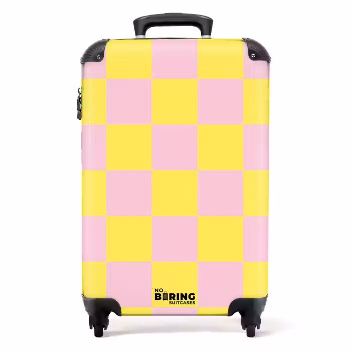 Suitcase - Squares - Pink/Yellow