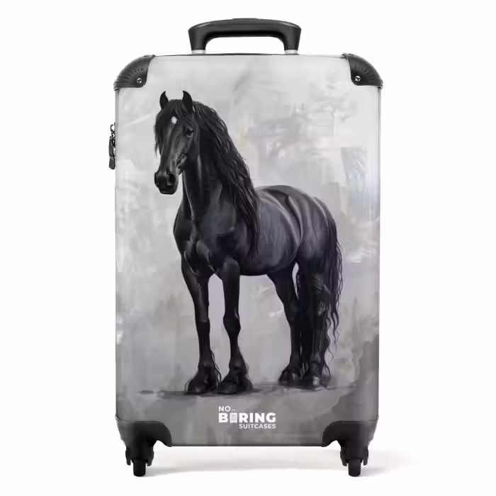 Suitcase - Static Portrait of a Black Horse
