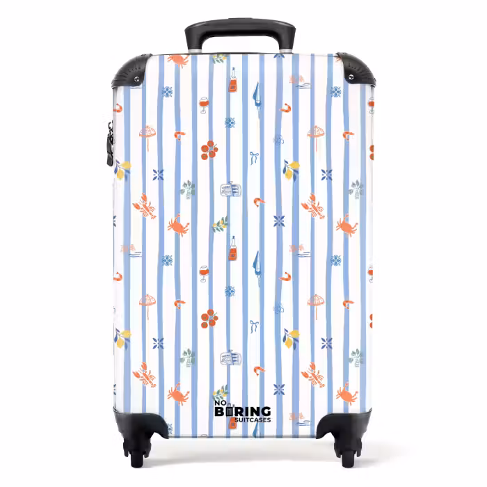 Suitcase - Striped vacation print colorful