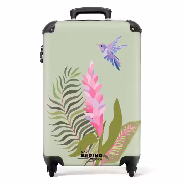 Suitcase - Summer memories - Hummingbird by tropical flowers