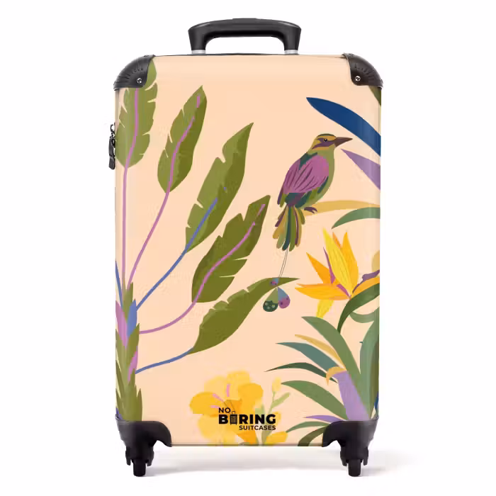 Suitcase - Summer memories - Tropical bird among exotic plants