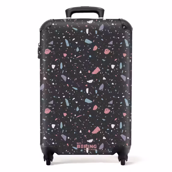 Suitcase - Terrazzo pattern black with pastel