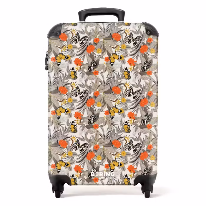 Suitcase - Tropical butterfly pattern orange yellow