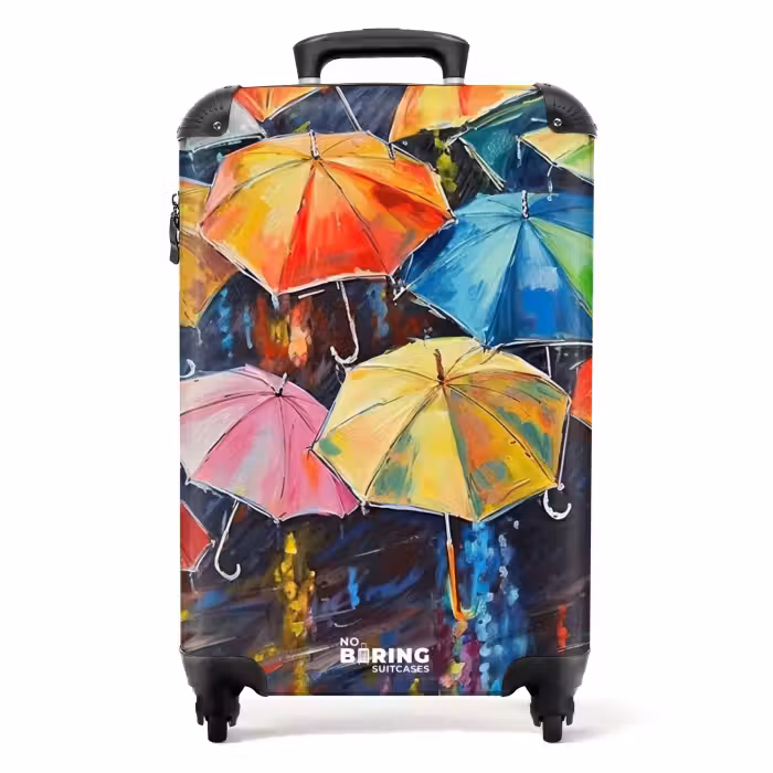 Suitcase - Umbrellas - Painting - Art - Rainbow
