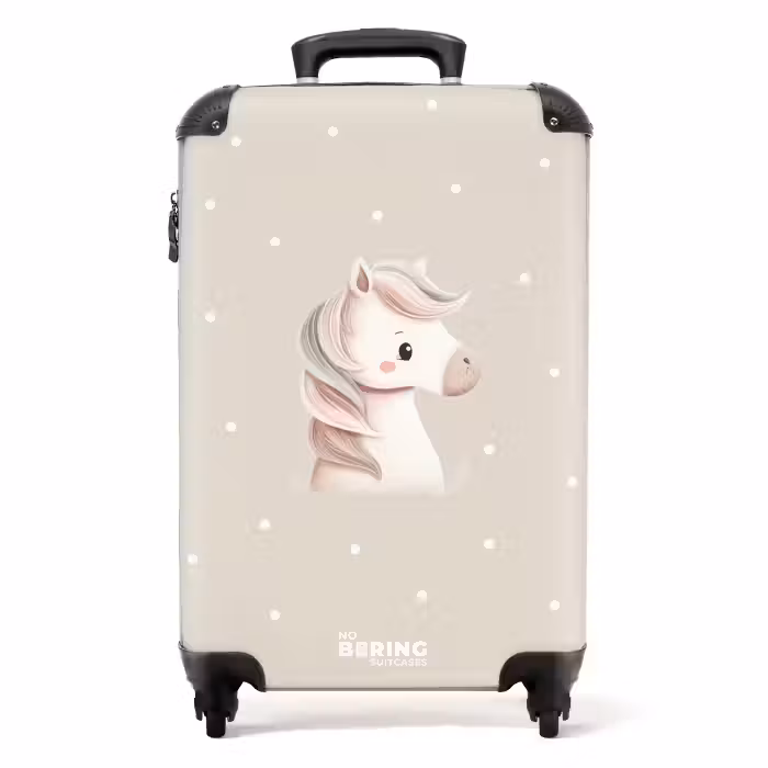 Suitcase - Unicorn surrounded by dots in beige colors