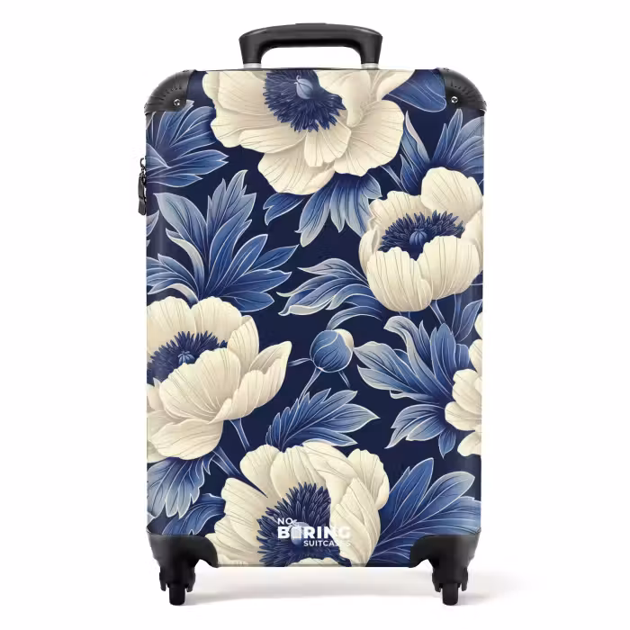 Suitcase - Vintage flowers - Blue