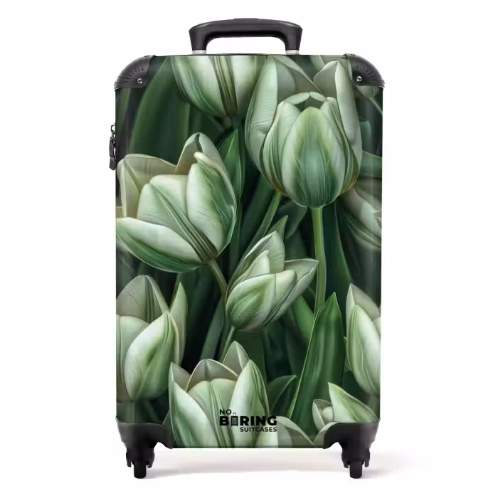 Suitcase - Vintage flowers - Green