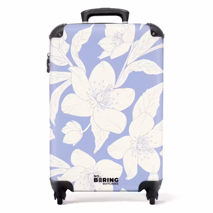 Suitcase - Vintage flowers - Purple