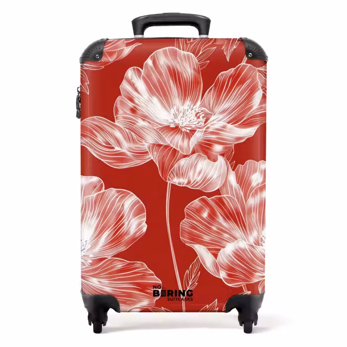 Suitcase - Vintage flowers - Red