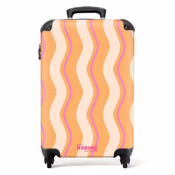 Suitcase - Wavy stripes in orange and pink