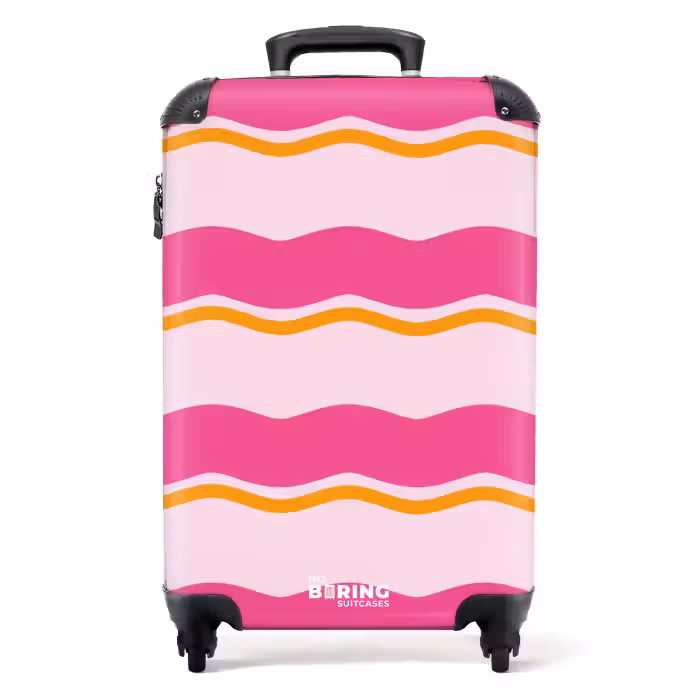 Suitcase - Wavy stripes in pink and orange
