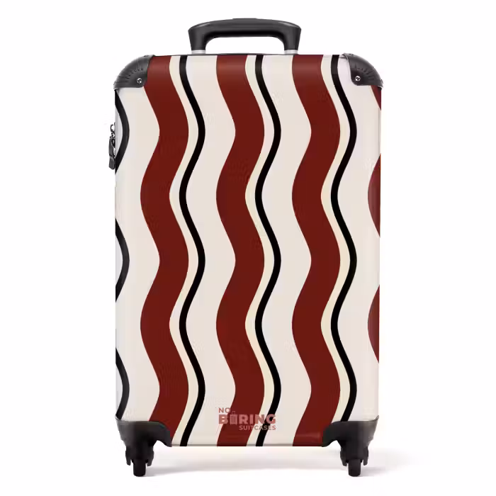 Suitcase - Wavy stripes in red