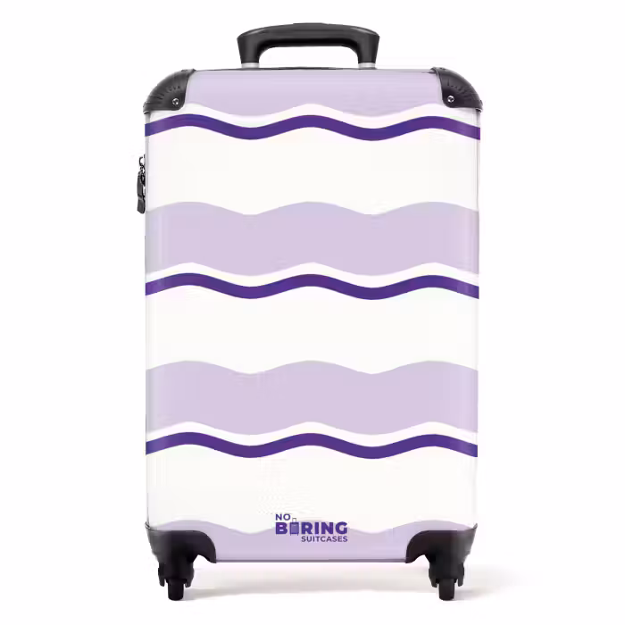 Suitcase - Wavy stripes in shades of purple