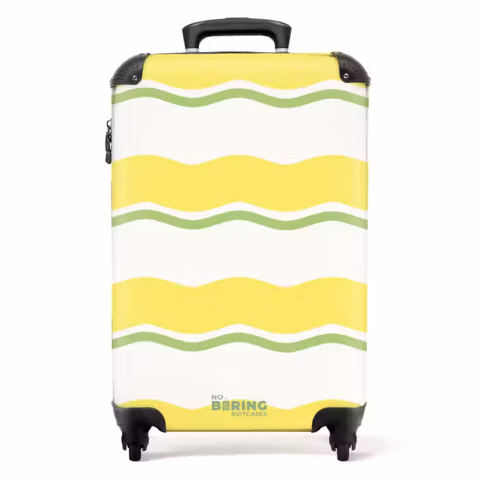 Suitcase - Wavy stripes in yellow with green