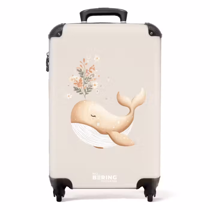 Suitcase - Whale in pastel beige colors