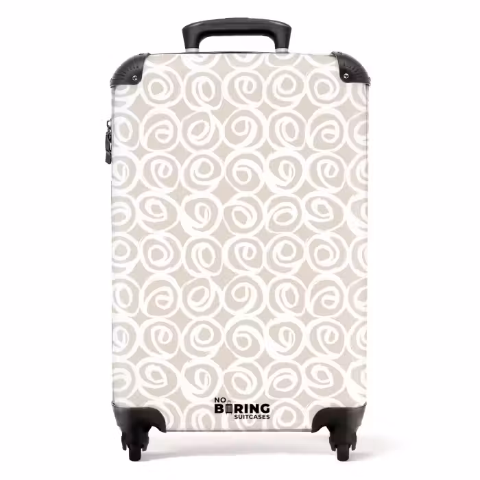 Suitcase - White curls on taupe background