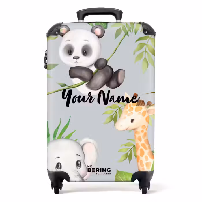 Suitcase with name - Animals in the jungle