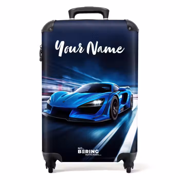 Suitcase with name - Blue blitz