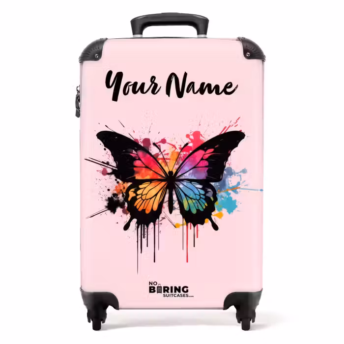 Suitcase with name - Butterfly Paint