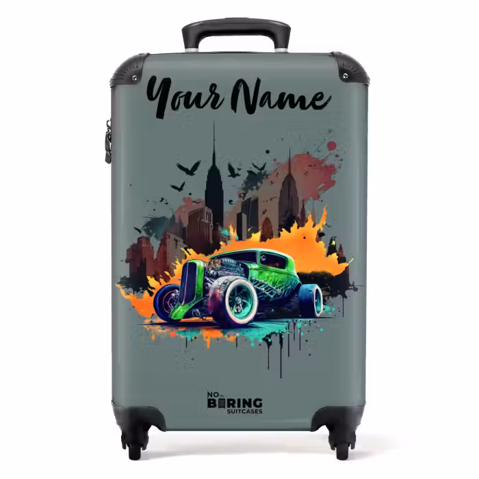 Suitcase with name - Car in ghost town