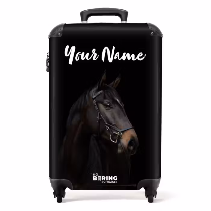 Suitcase with name - Elegant black horse