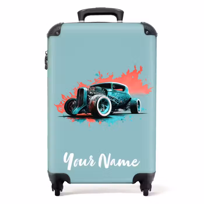 Suitcase with name - Hotrod turquoise