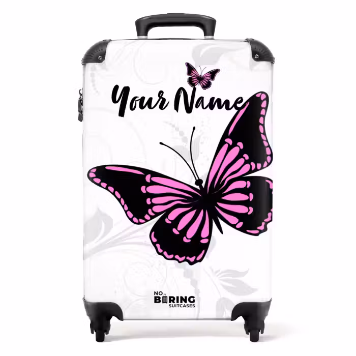 Suitcase with name - Magenta monarch