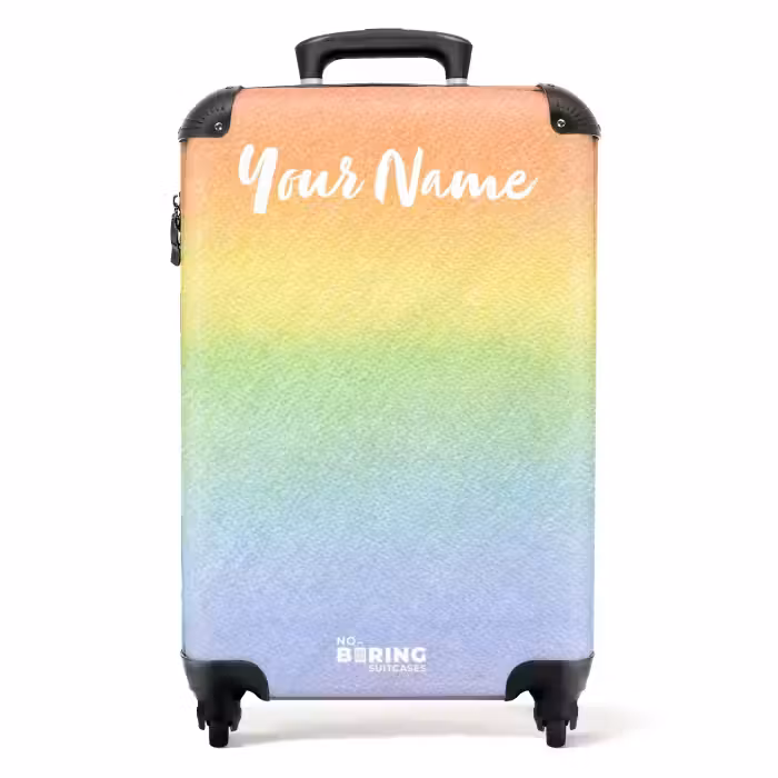 Suitcase with name - Pastel rainbow