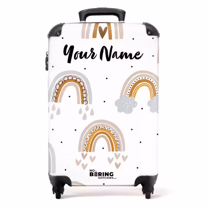 Suitcase with name - Rainbow rain