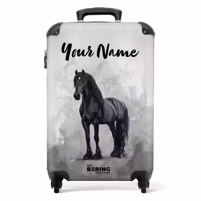 Suitcase with name - Static Portrait of a Black Horse