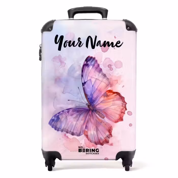Suitcase with name - Watercolor aurora