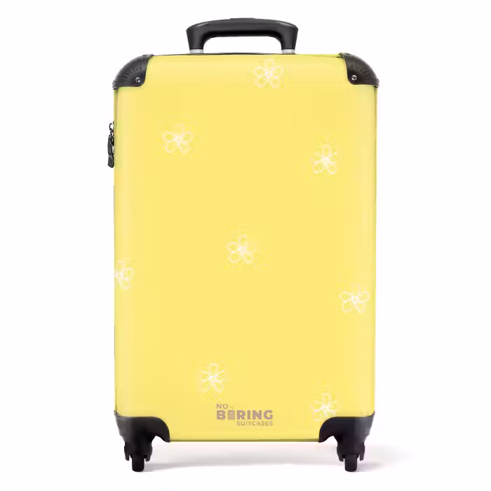 Suitcase - Yellow background with white flowers