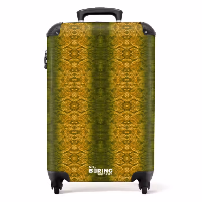 Suitcase - Yellow-green snakeskin with symmetrical scale structure
